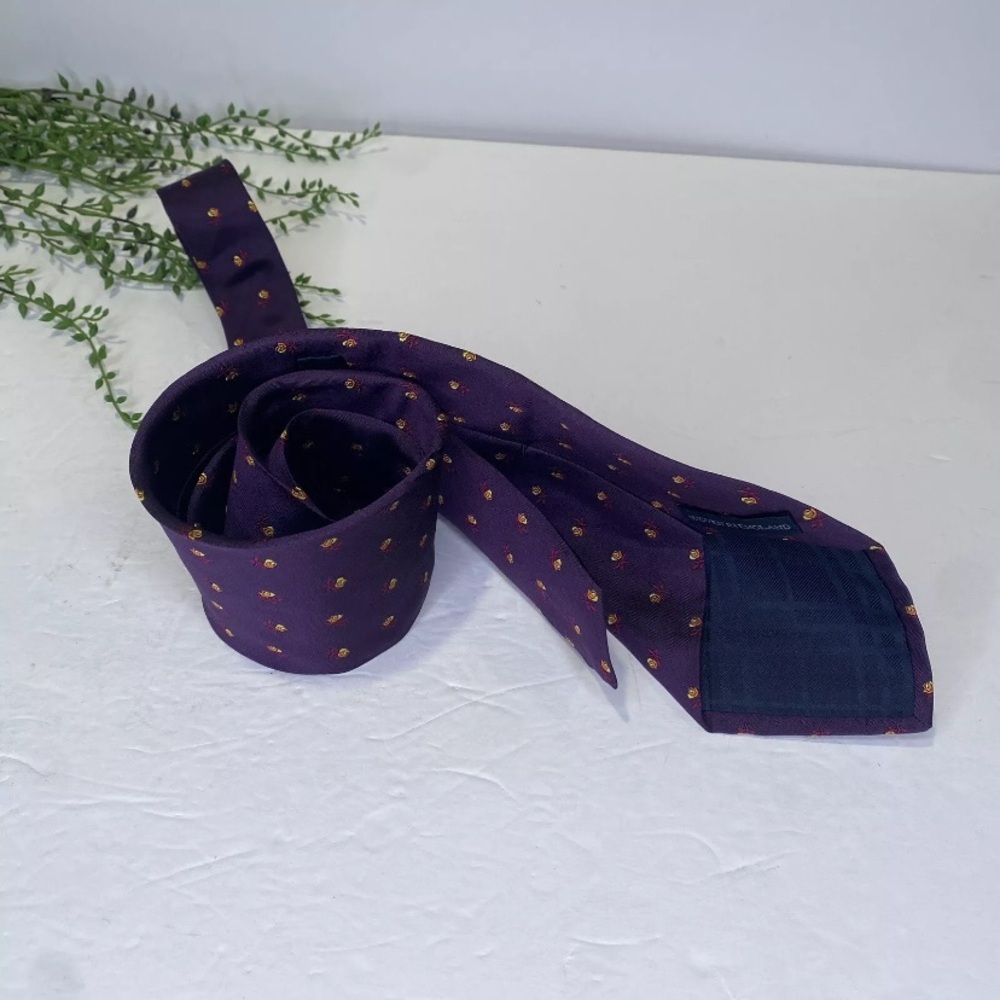 Burberry London Roses Floral Print Purple Silk Designer Tie Made in England - Picture 4 of 7